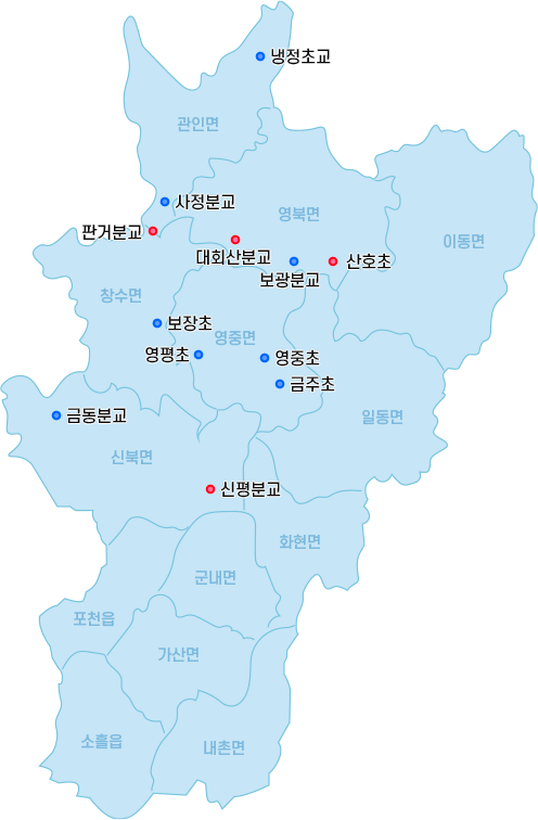 폐교재산활용안내 관련 지도 이미지 (자세한 내용 하단참고)